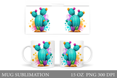 Cactus Mug Sublimation. Succulents Mug Design Product Image 1