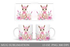 Cute Lama Mug Design. Lama Flowers Mug Sublimation Product Image 1