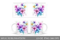 Flowers Mug Wrap Design. Flowers Sublimation Product Image 1