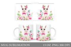 Cute Lama Mug Design. Lama Flowers Mug Sublimation Product Image 1