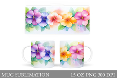 Flowers Mug Sublimation. Floral Mug Wrap Design Product Image 1