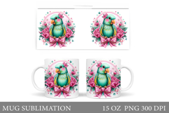 Cute Parrot Mug Design. Parrot Flowers Mug Sublimation Product Image 1