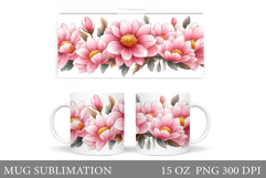 Flowers Mug Design. Floral Mug Sublimation Product Image 1