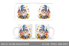Patriotic Gnome Mug Design. Patriotic Mug Sublimation Product Image 1
