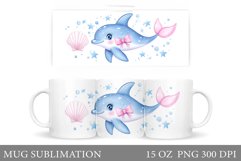 Cute Dolphin Mug Design. Dolphin Sublimation Product Image 1