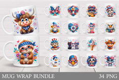 Patriotic Mug Bundle. Patriotic Mug Wrap Sublimation Product Image 1