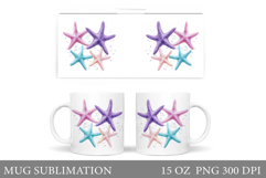 Starfish Mug Design. Colorful Starfish Sublimation Product Image 1