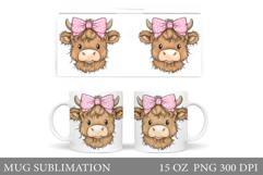 Highland Cow Mug Design. Cute Cow Mug Sublimation Product Image 1