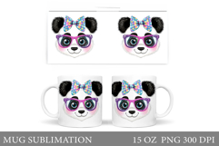 Cute Panda Mug Sublimation. Panda Glasses Mug Design Product Image 1