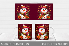 Cute Snowman Mug Design. Christmas Mug Sublimation Product Image 1
