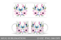 Butterfly Mug Sublimation. Butterfly Mug Design Product Image 1