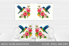 Hummingbird Mug Design. Flowers Mug Sublimation Product Image 1