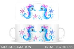 Cute Seahorse Mug Design. Cute Seahorse Sublimation Product Image 1