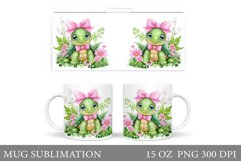 Cute Turtle Mug Design. Turtle Flowers Mug Sublimation Product Image 1