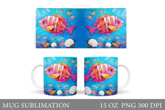 Fish Mug Wrap Design. Fish Mug Sublimation Product Image 1