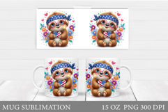 Patriotic Sloth Mug Design. Patriotic Mug Sublimation Product Image 1