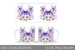 Butterfly Mug Sublimation. Butterfly Mug Wrap Design Product Image 1