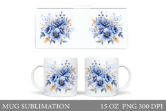 Flowers Mug Sublimation. Floral Mug Design Product Image 1