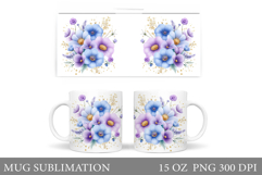 Flowers Mug Sublimation. Floral Mug Wrap Design Product Image 1