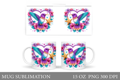 Hummingbird Mug Design. Flowers Mug Sublimation Product Image 1