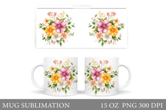 Flowers Mug Wrap Design. Flowers Sublimation Product Image 1
