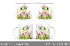 Cute Turtle Mug Design. Turtle Flowers Mug Sublimation Product Image 1