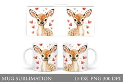 Cute Deer Mug Design. Valentines Deer Mug Sublimation Product Image 1