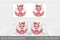 Lama Mug Design. Lama Flowers Mug Sublimation Product Image 1