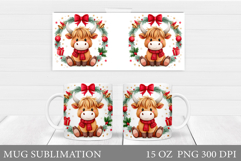 Christmas Cow Mug Design. Christmas Mug Sublimation Product Image 1