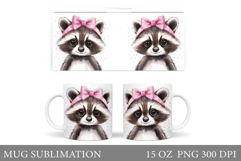 Cute Raccoon Mug Design. Cute Racoon Sublimation Product Image 1