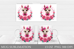 Lama Mug Design. Lama Flowers Mug Sublimation Product Image 1