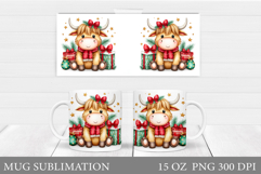 Christmas Cow Mug Design. Christmas Mug Sublimation Product Image 1