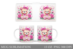 Cute Bear Mug Design. Bear Flowers Mug Sublimation Product Image 1
