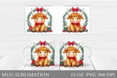 Christmas Cow Mug Design. Christmas Mug Sublimation Product Image 1
