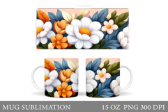 Flowers Mug Design. Floral Mug Sublimation Product Image 1