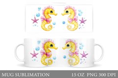Cute Seahorse Mug Design. Seahorse Sublimation Product Image 1