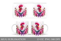 Rooster Mug Wrap Design. Rooster Mug Sublimation Product Image 1
