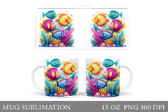 Fish Mug Wrap Design. Fish Mug Sublimation Product Image 1