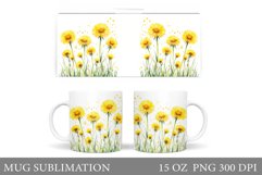 Flowers Mug Wrap Design. Dandelion Mug Sublimation Product Image 1