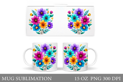 Flowers Mug Wrap Design. Wildflowers Mug Sublimation Product Image 1