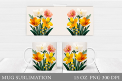 Flowers Mug Sublimation. Wildflowers Mug Design Product Image 1