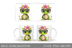 Cute Turtle Mug Design. Turtle Flowers Mug Sublimation Product Image 1