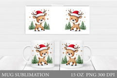 Christmas Deer Mug Design. Cute Deer Mug Sublimation Product Image 1
