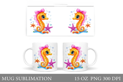 Cute Seahorse Mug Design. Cute Seahorse Sublimation Product Image 1
