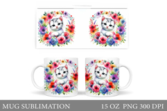 Spring Cat Mug Wrap. Cute Cat Mug Sublimation Product Image 1