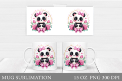 Cute Panda Mug Design. Panda Flowers Mug Sublimation Product Image 1