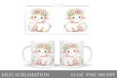 Lamb Easter Mug Sublimation. Easter Lamb Mug Design Product Image 1