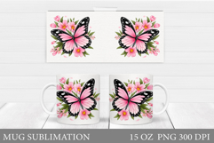 Butterflies Mug Sublimation. Butterfly Mug Design Product Image 1