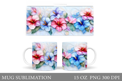 Flowers Mug Sublimation. Floral Mug Wrap Design Product Image 1