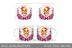 Cute Chick Mug Design. Chick Flowers Mug Wrap Sublimation Product Image 1